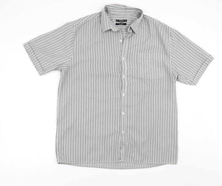 Dunnes Stores Mens Grey Striped Button-Up Size XL