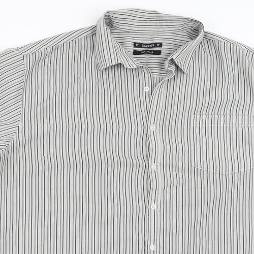 Dunnes Stores Mens Grey Striped   Button-Up Size XL