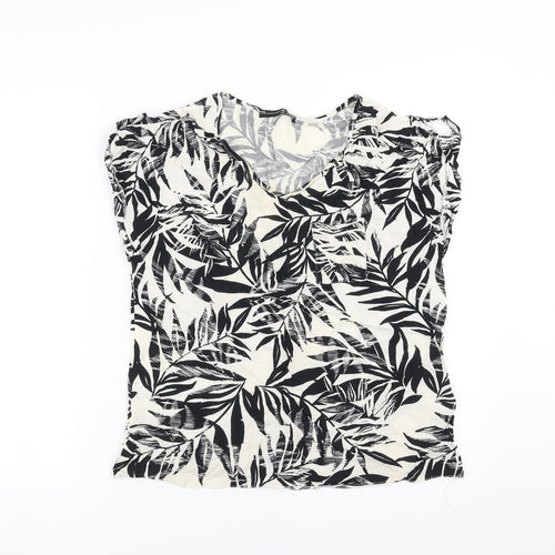 Primark Womens Ivory Floral  Basic Blouse Size 10  - Leaf Pattern