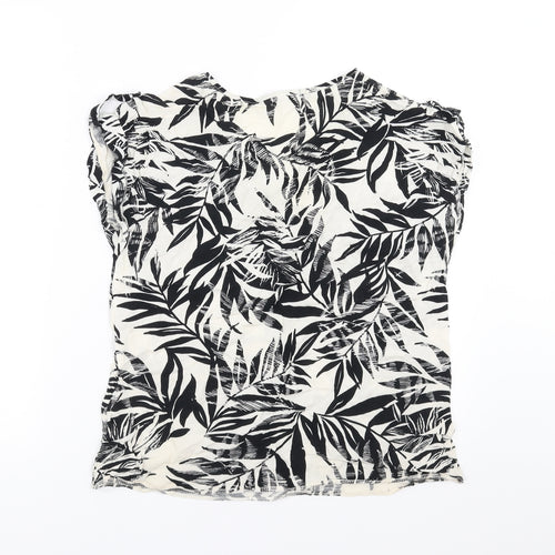 Primark Womens Ivory Floral  Basic Blouse Size 10  - Leaf Pattern
