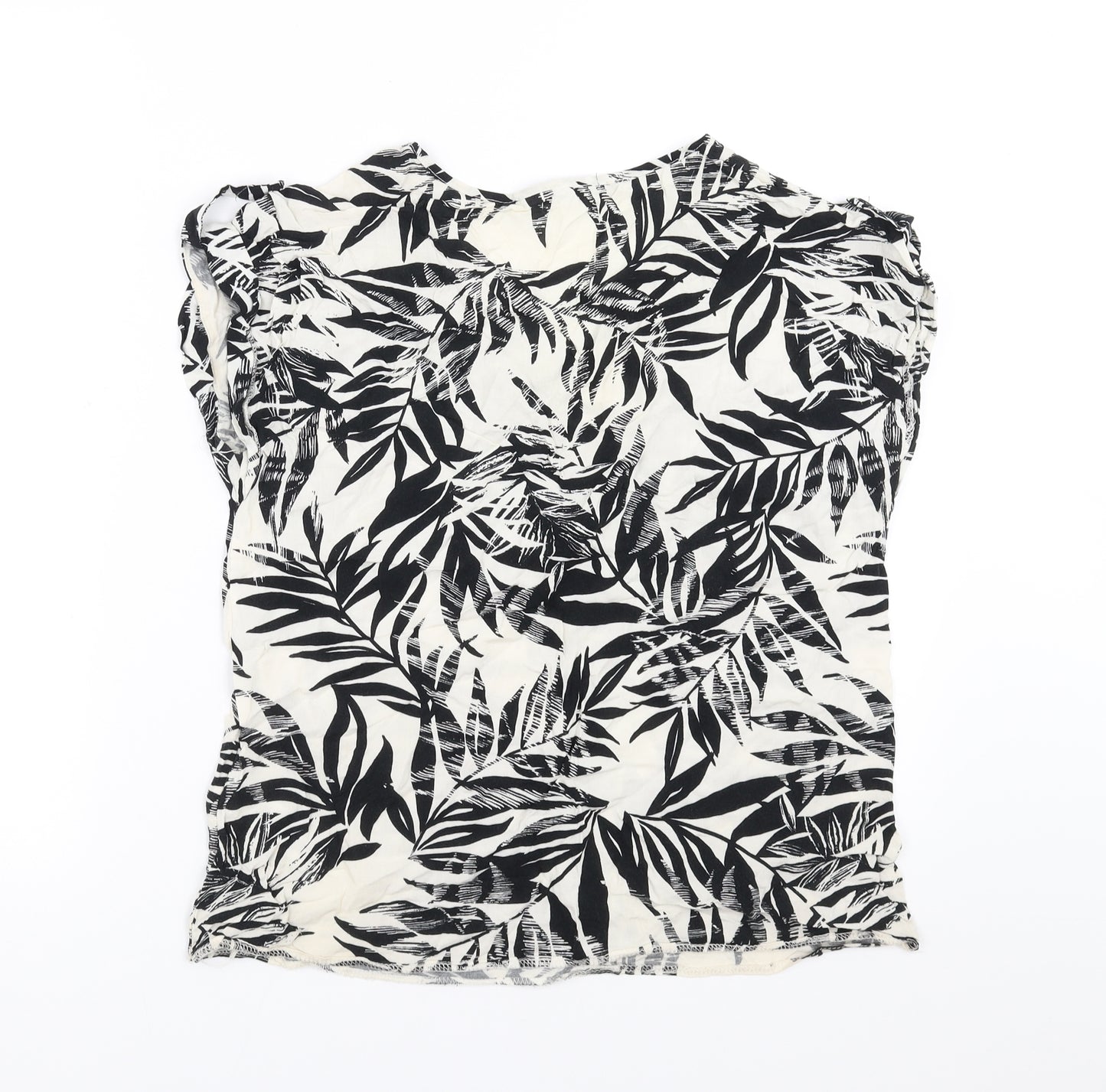 Primark Womens Ivory Floral  Basic Blouse Size 10  - Leaf Pattern