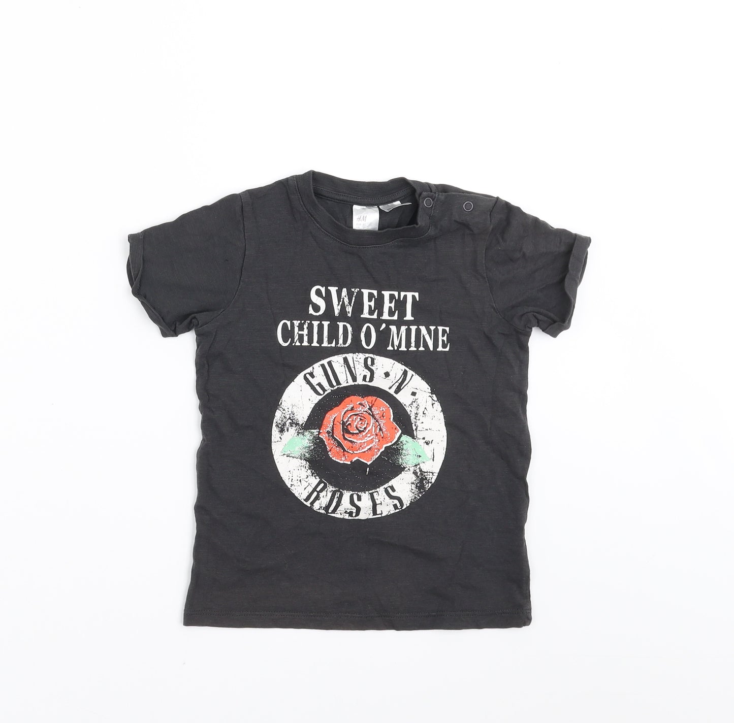 H&M Baby Black   Basic T-Shirt Size 18-24 Months  - Guns N Roses