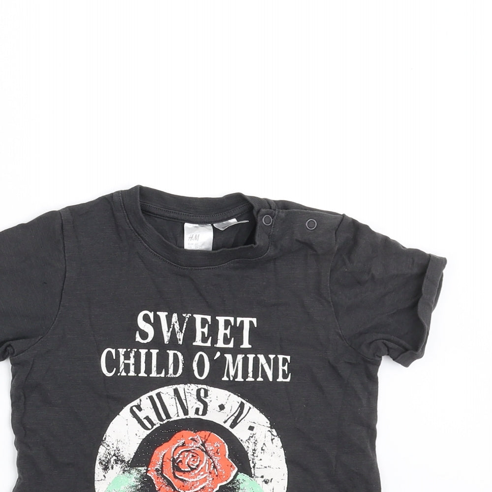 H&M Baby Black   Basic T-Shirt Size 18-24 Months  - Guns N Roses