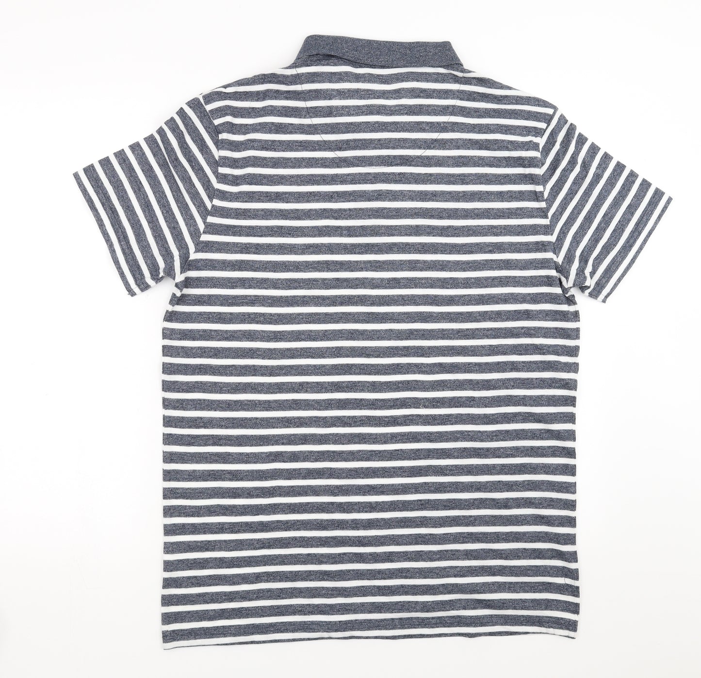George Mens Blue Striped   Polo Size L