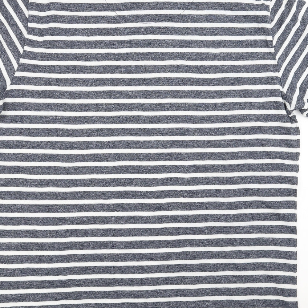 George Mens Blue Striped   Polo Size L