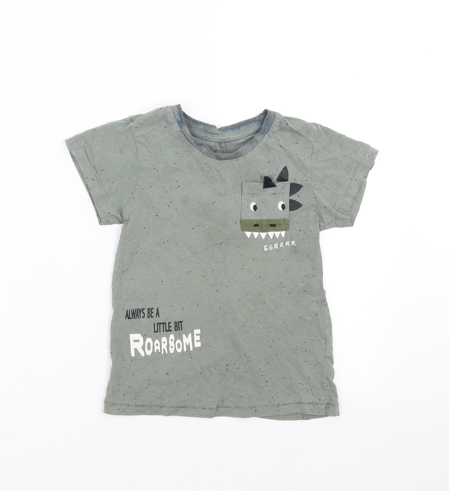 Matalan Boys Green   Basic T-Shirt Size 4-5 Years  - dinosaur