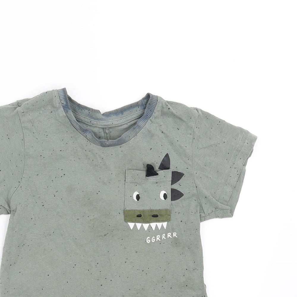 Matalan Boys Green   Basic T-Shirt Size 4-5 Years  - dinosaur