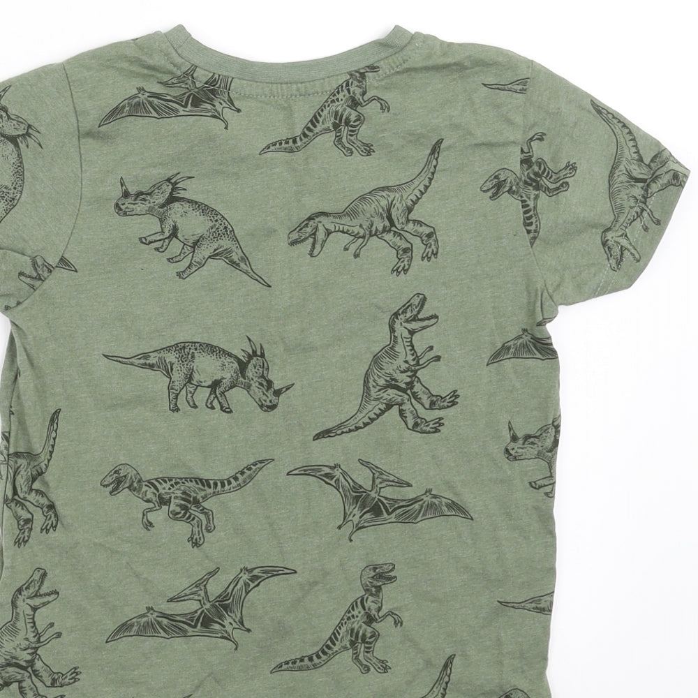 Primark Boys Green   Basic T-Shirt Size 3-4 Years  - dinosaur