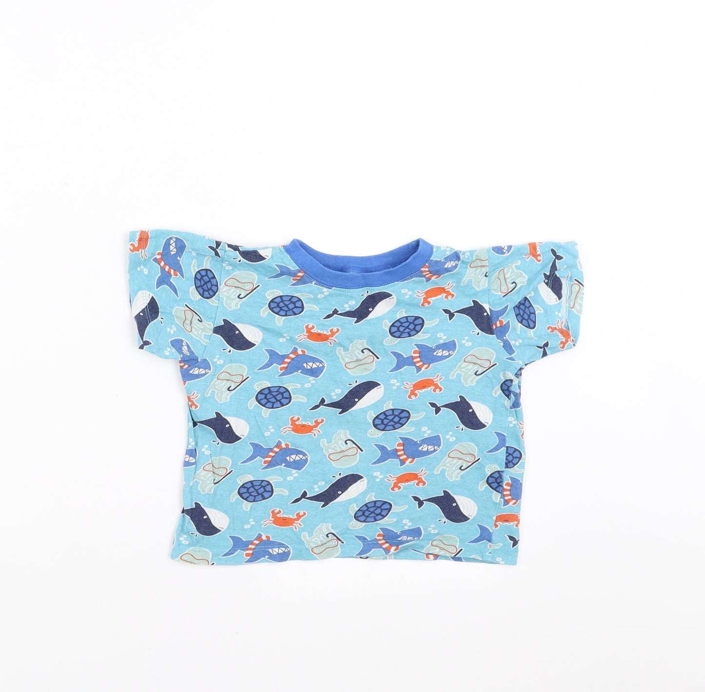 kids Boys Blue   Basic T-Shirt Size 4-5 Years  - Sea Animals