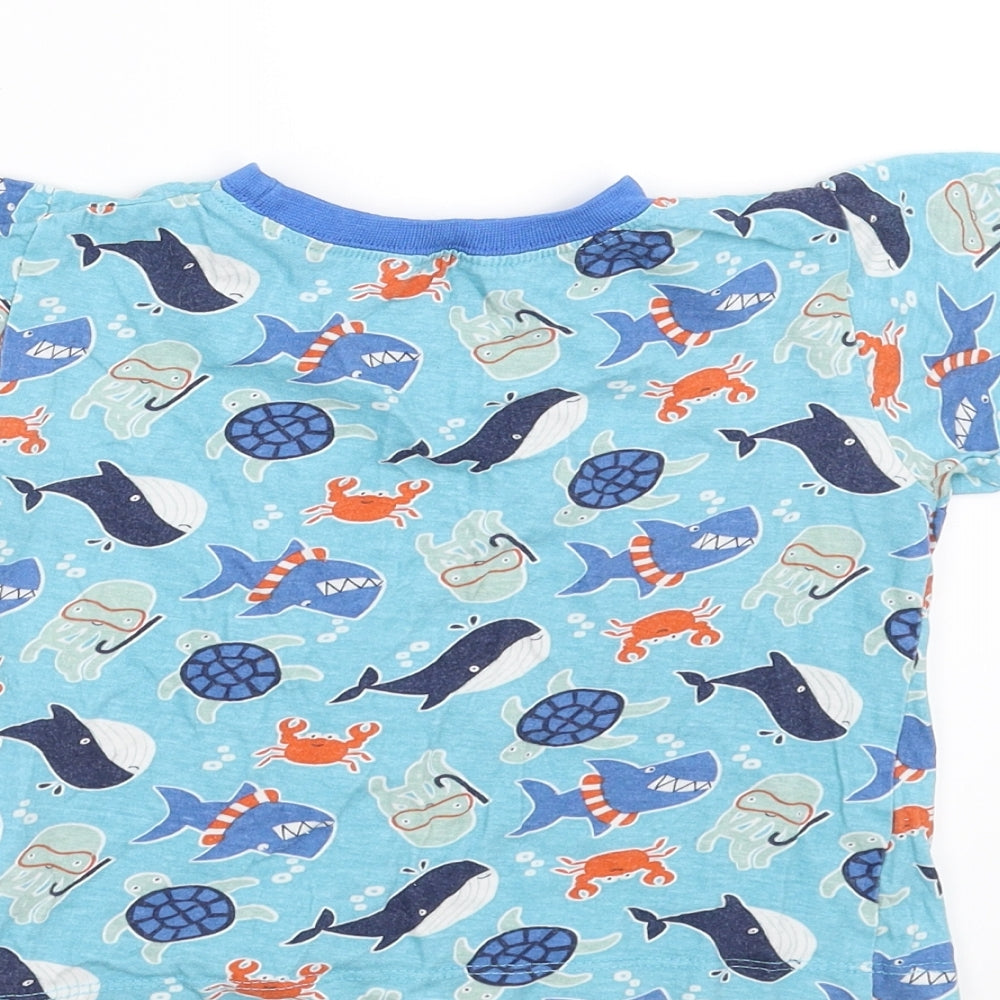 kids Boys Blue   Basic T-Shirt Size 4-5 Years  - Sea Animals