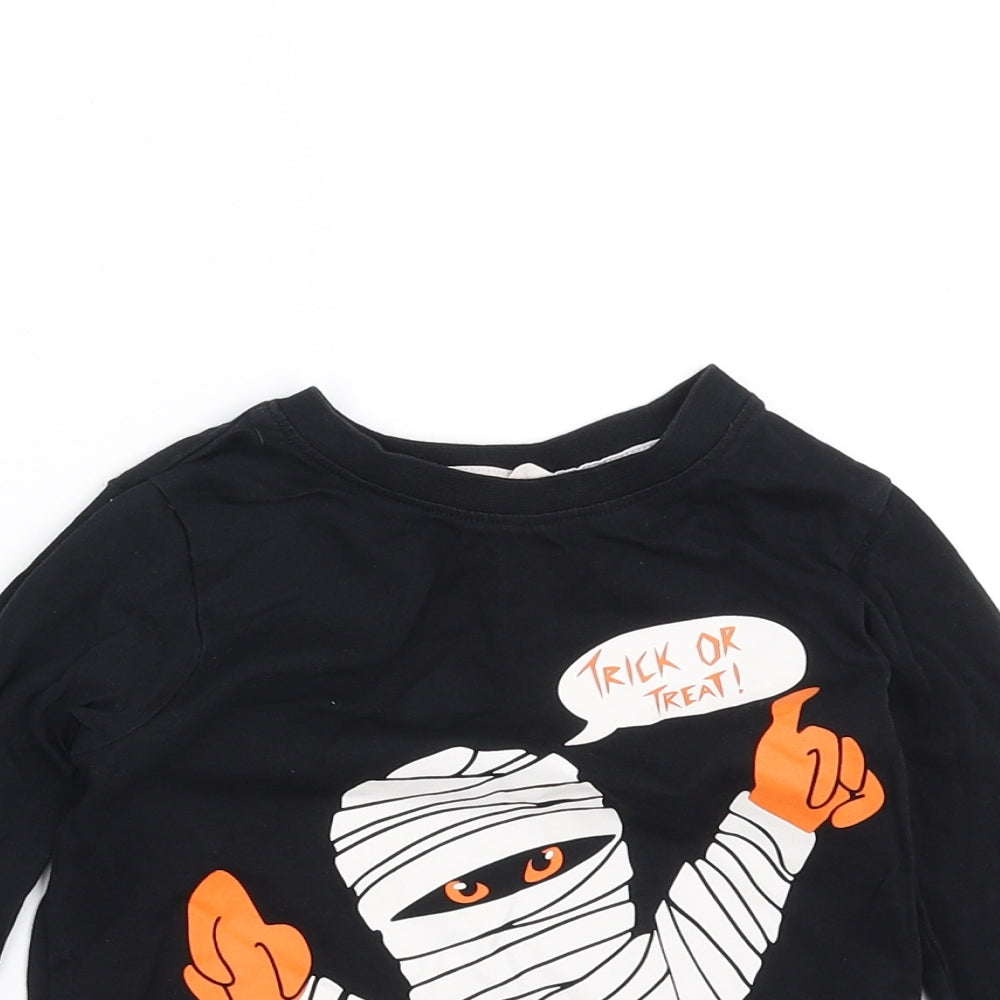H&M Boys Black   Basic T-Shirt Size 2-3 Years  - mummy trick or treat