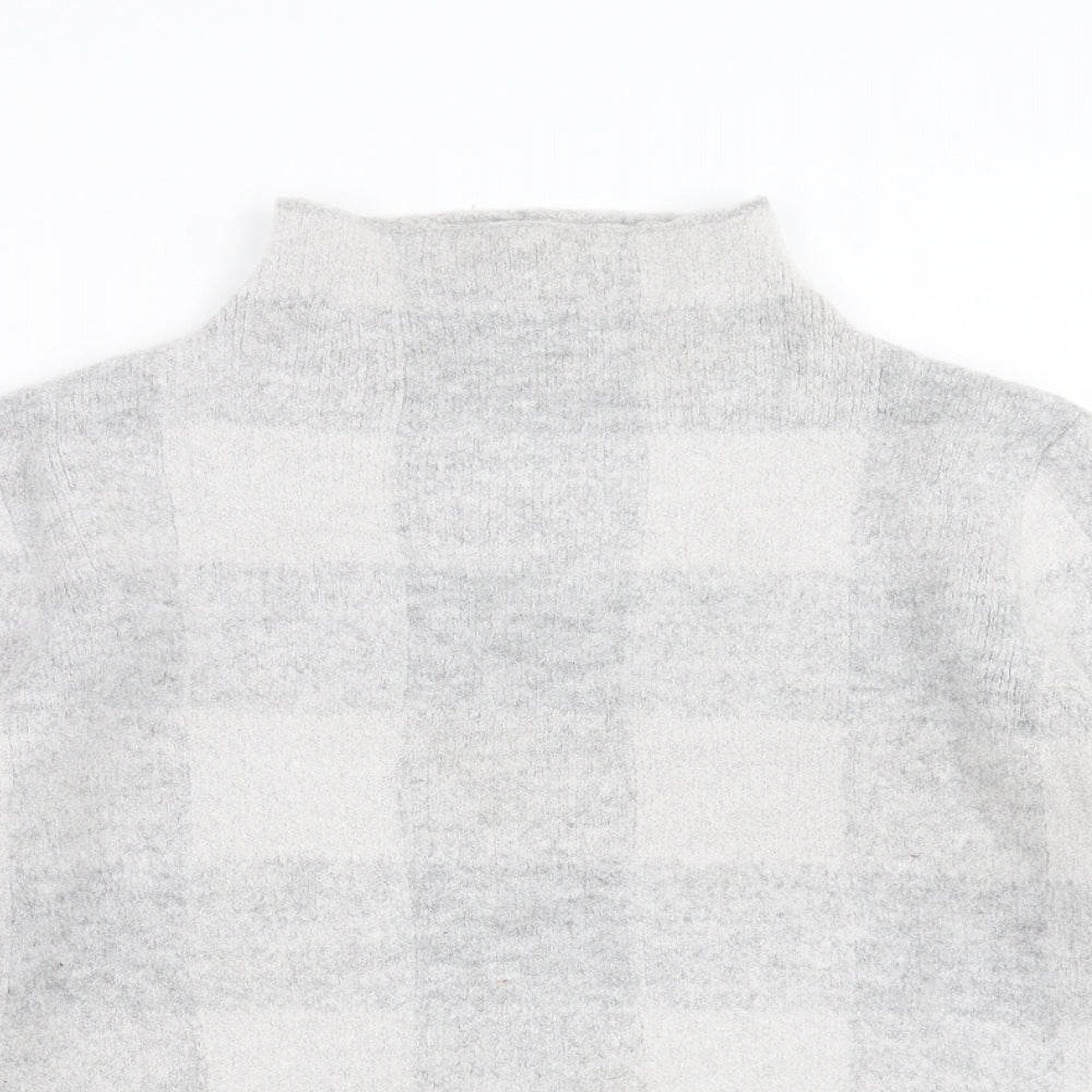 Peacocks Womens Grey Check  Pullover Jumper Size M