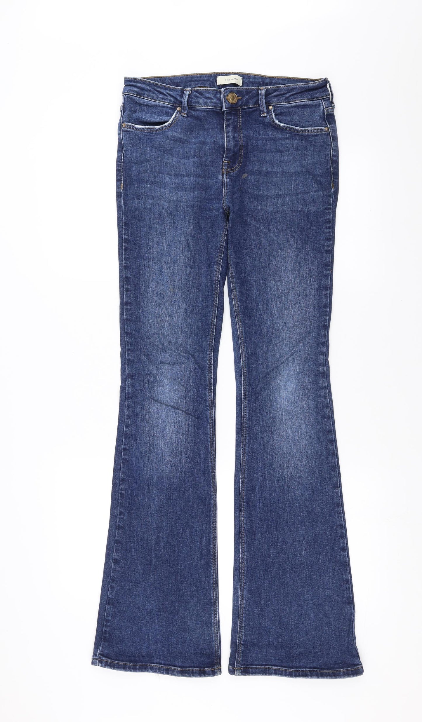 River Island Womens Blue  Denim Flared Jeans Size 12 L32 in