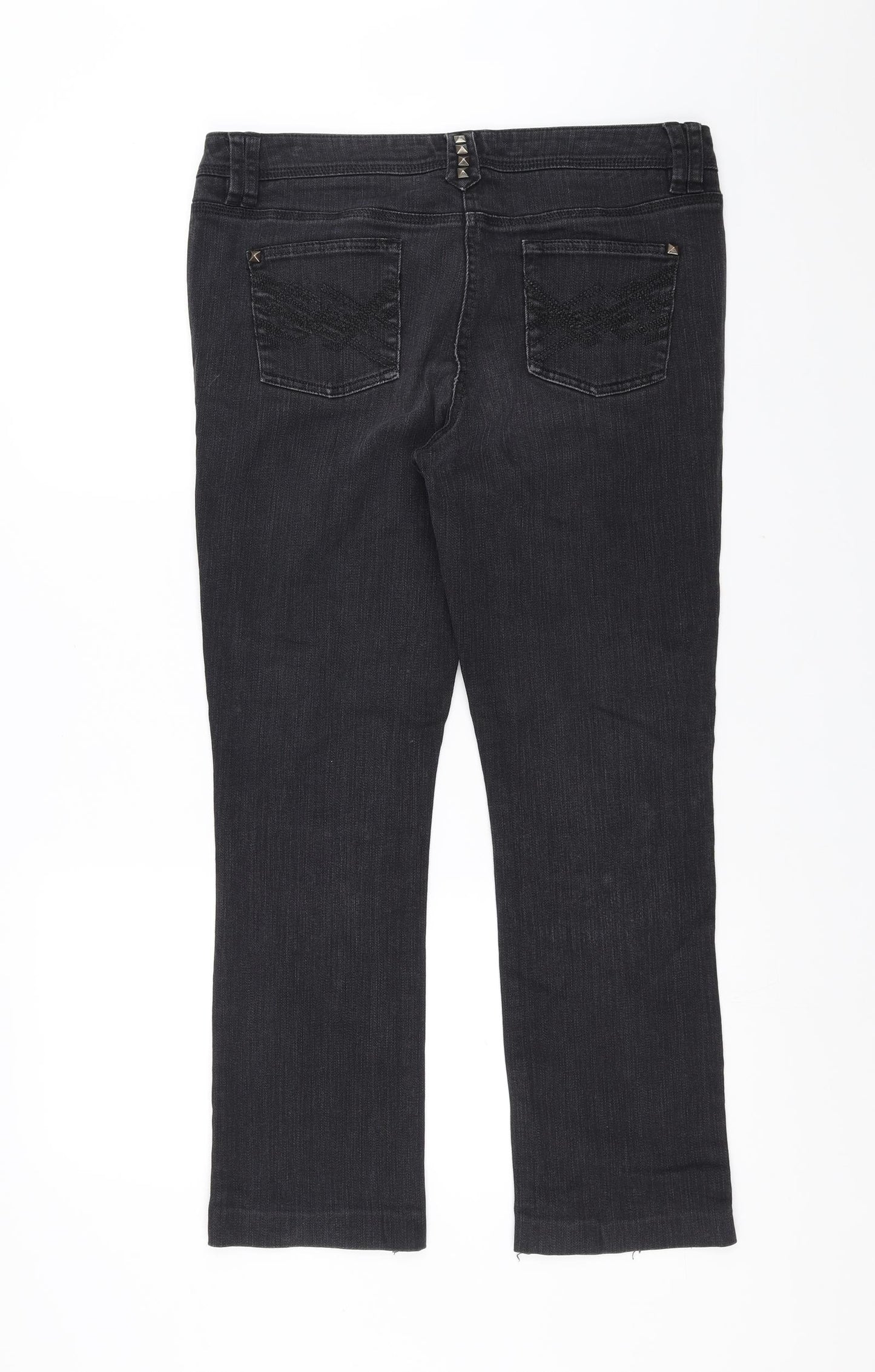 George Womens Black  Denim Straight Jeans Size 14 L27 in