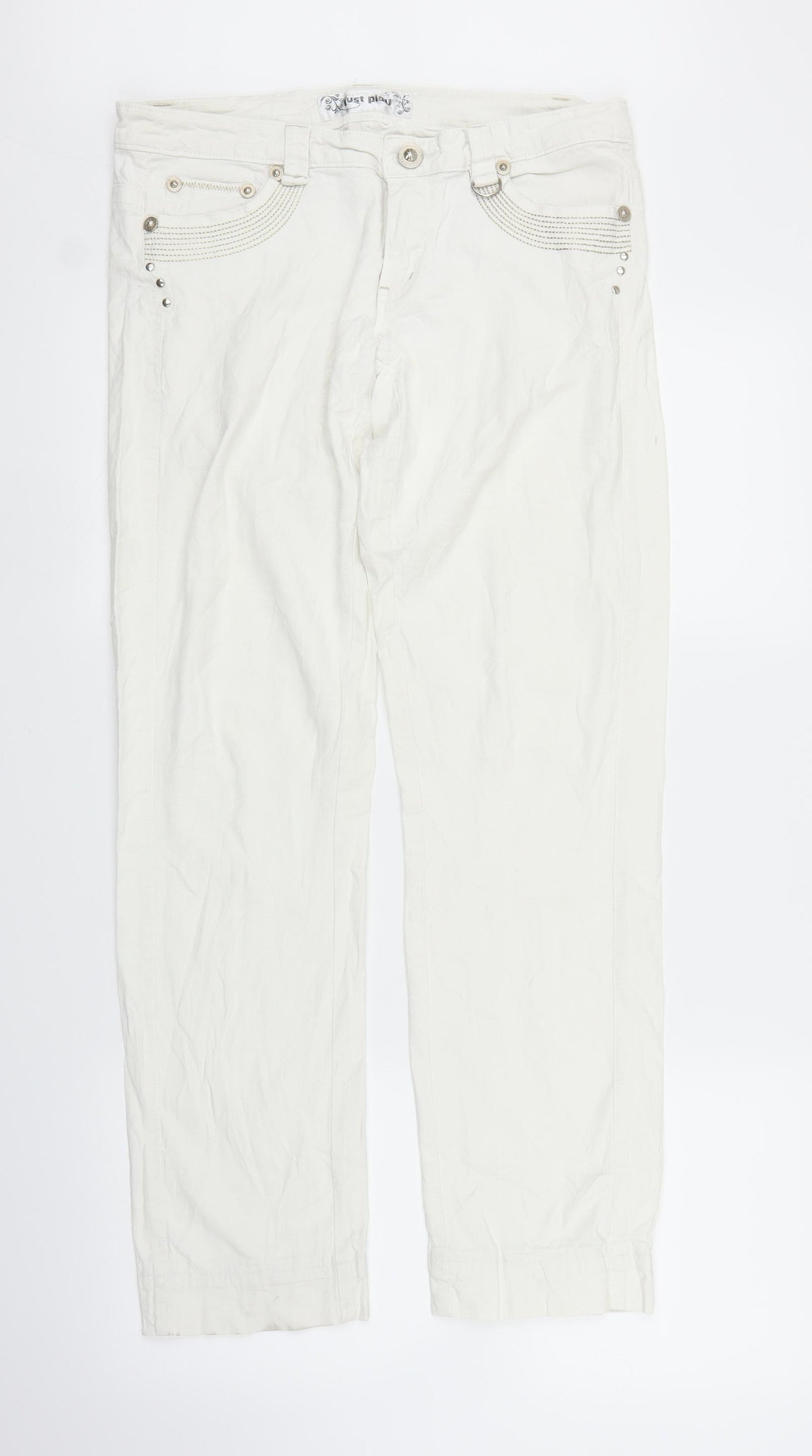 Just Play Womens White   Capri Trousers Size 31 in L28 in