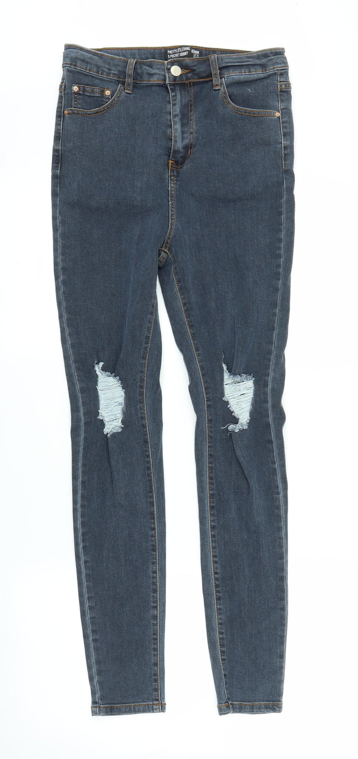 PRETTYLITTLETHING Womens Blue Denim Skinny Jeans Size 10 L28 in