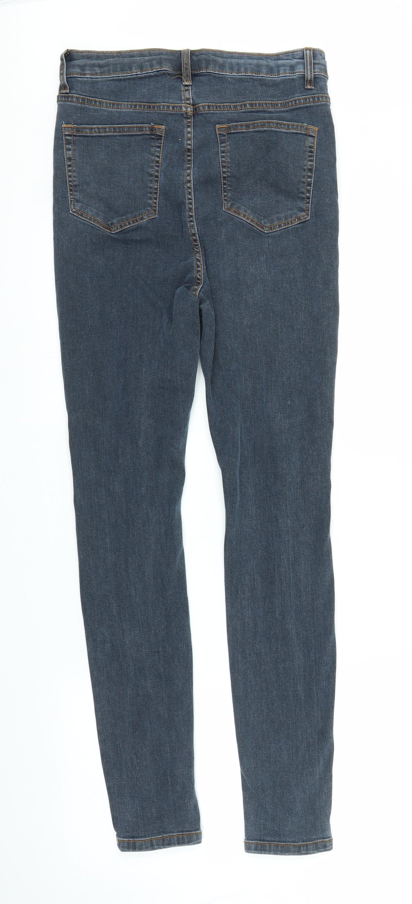 PRETTYLITTLETHING Womens Blue  Denim Skinny Jeans Size 10 L28 in
