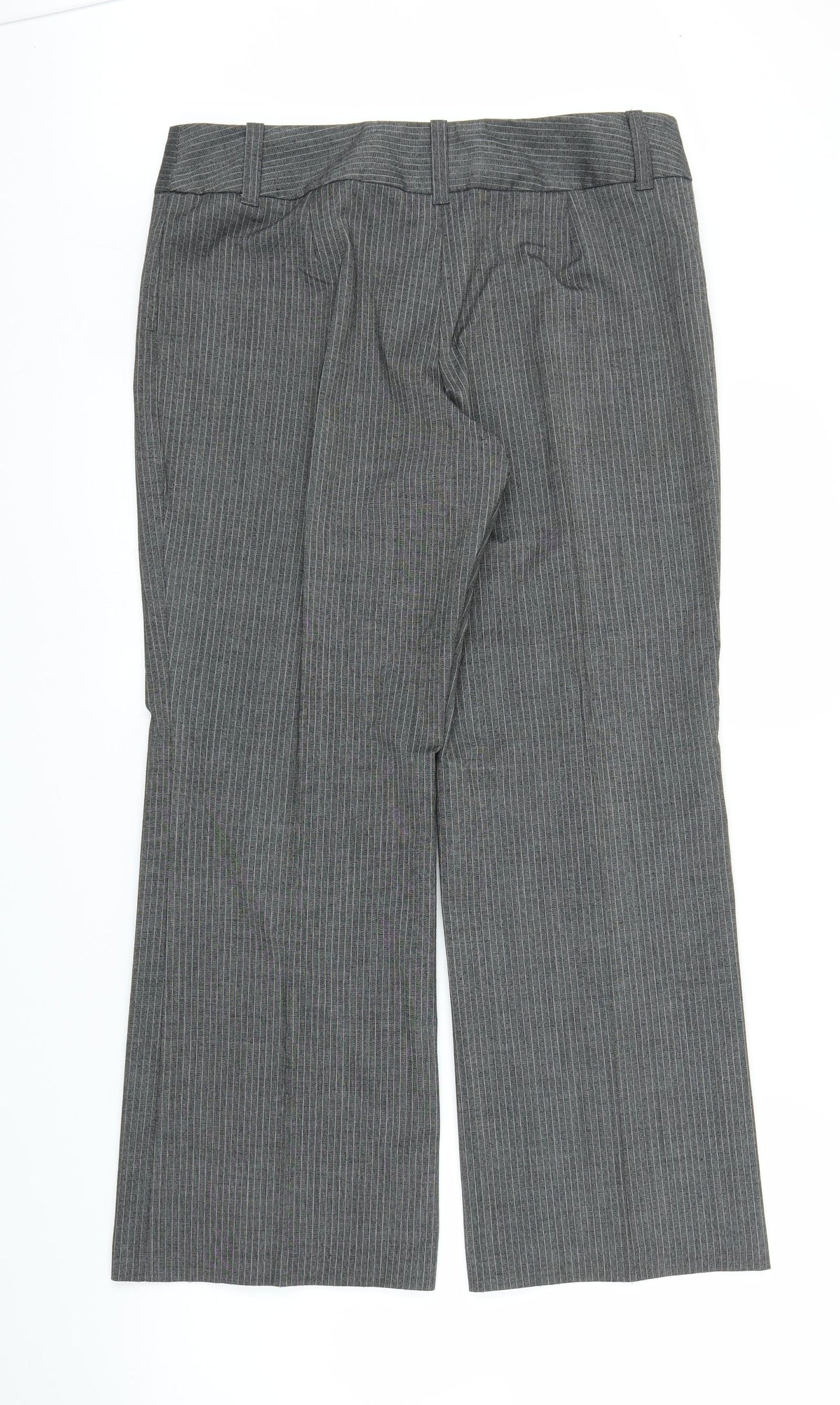 M&S Womens Grey Striped  Trousers  Size 14 L28 in