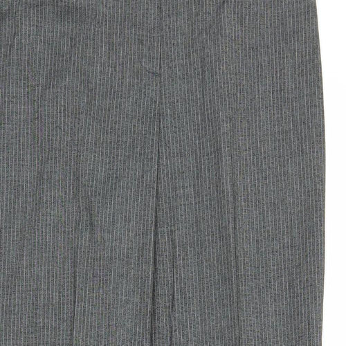 M&S Womens Grey Striped  Trousers  Size 14 L28 in