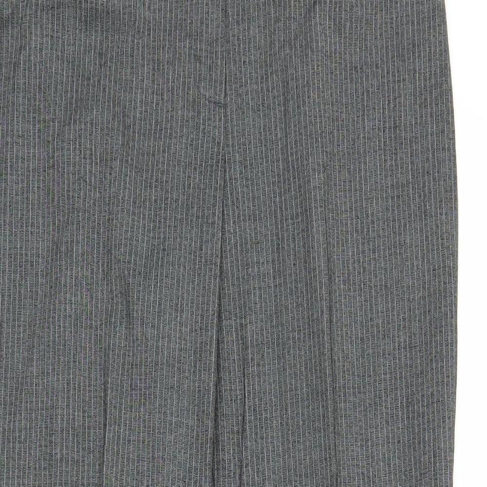 M&S Womens Grey Striped  Trousers  Size 14 L28 in