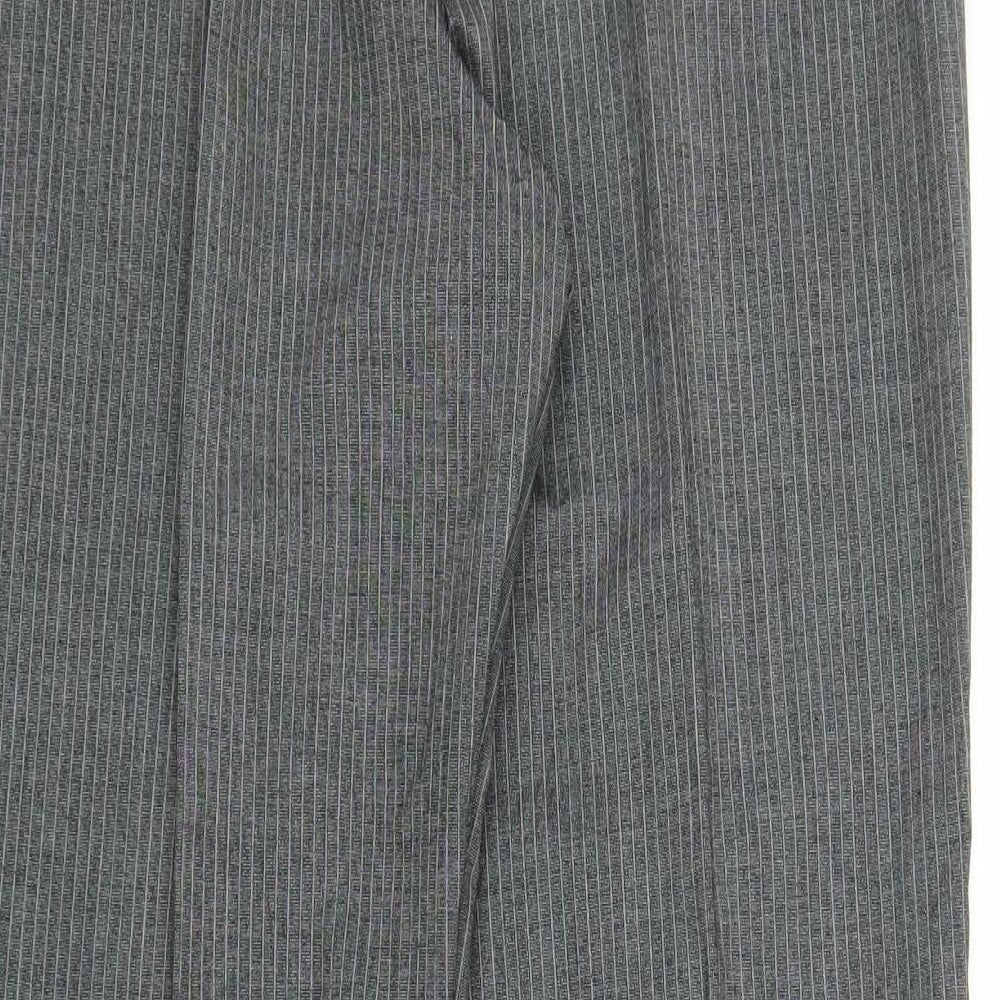 M&S Womens Grey Striped  Trousers  Size 14 L28 in