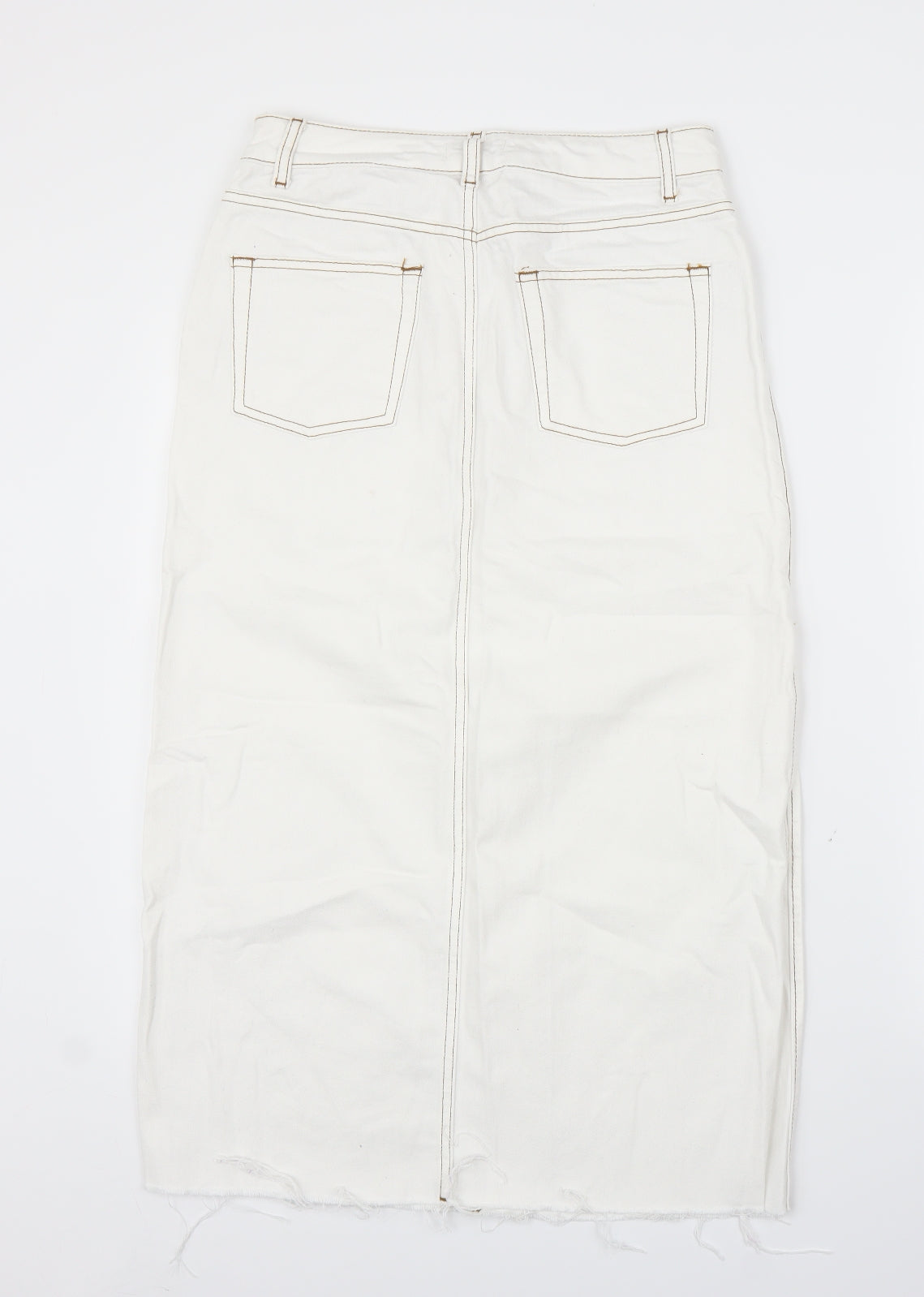Topshop Womens White  Denim Straight & Pencil Skirt Size 10