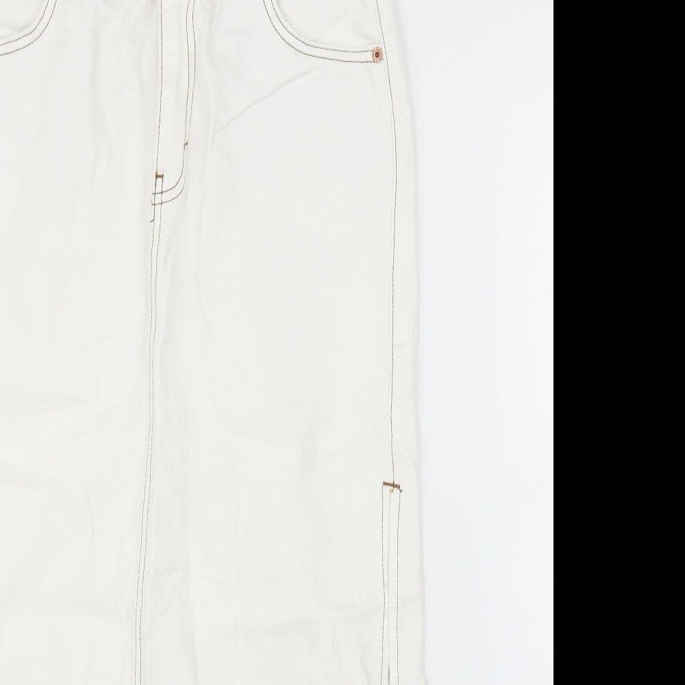Topshop Womens White  Denim Straight & Pencil Skirt Size 10