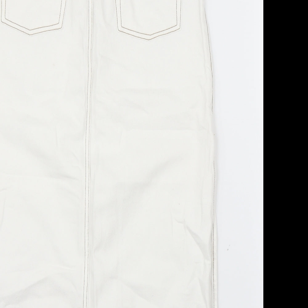 Topshop Womens White  Denim Straight & Pencil Skirt Size 10