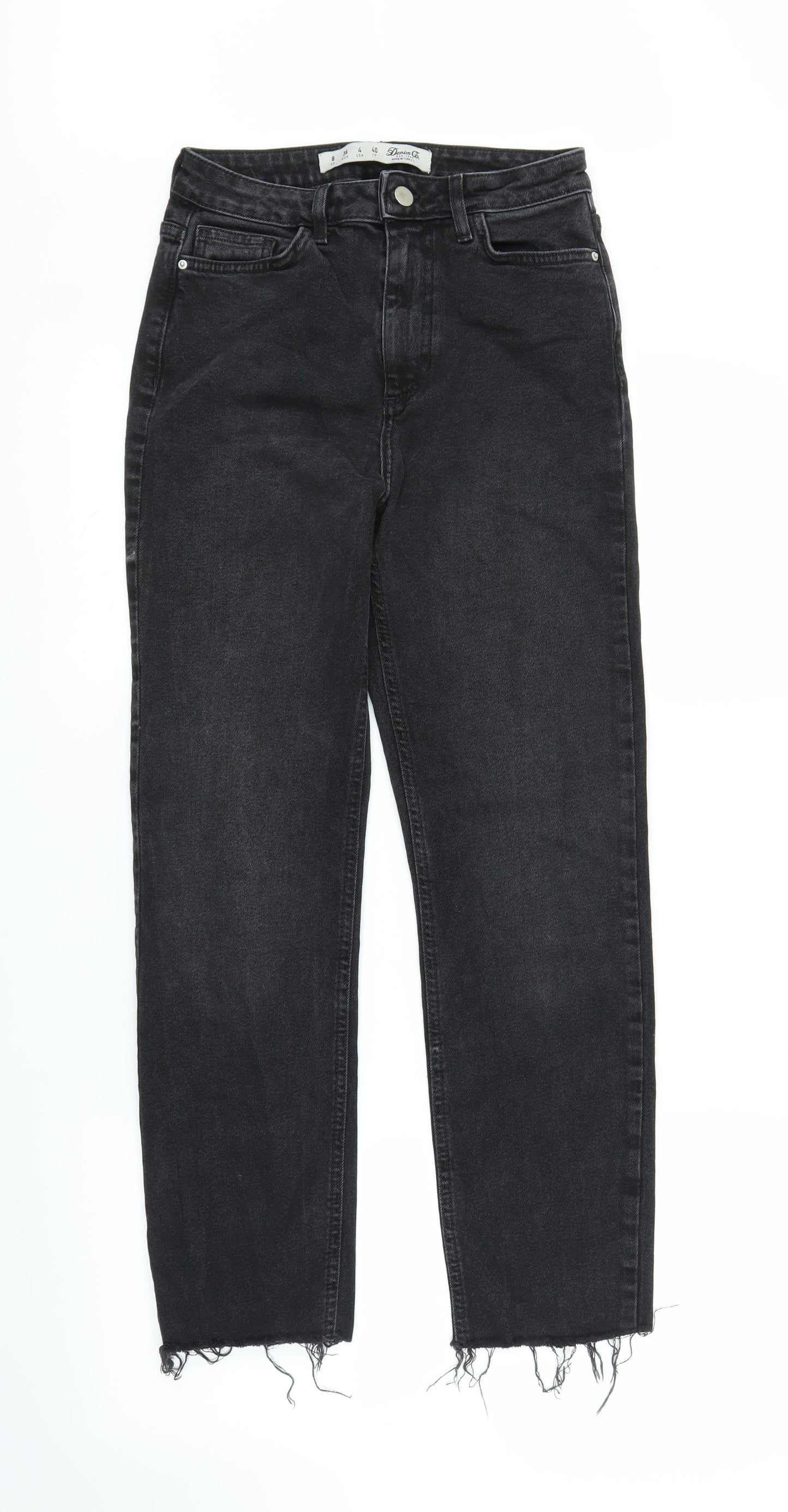 Primark Womens Black  Denim Straight Jeans Size 8 L26 in