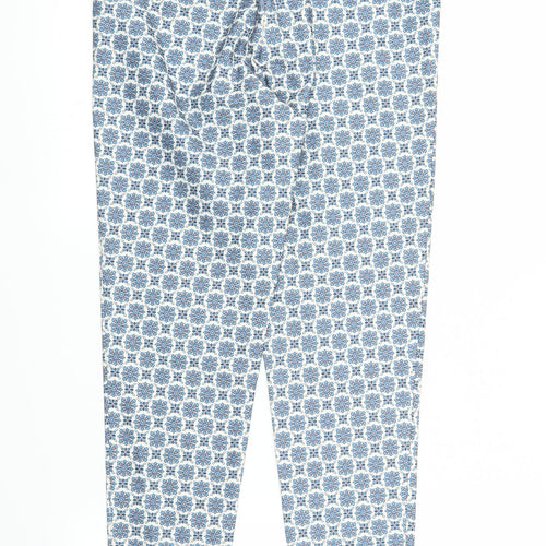 New Look Womens Blue Floral Denim Capri Trousers Size 10 L26 in