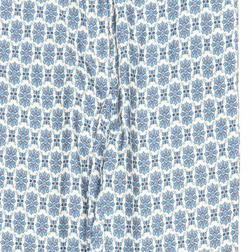 New Look Womens Blue Floral Denim Capri Trousers Size 10 L26 in