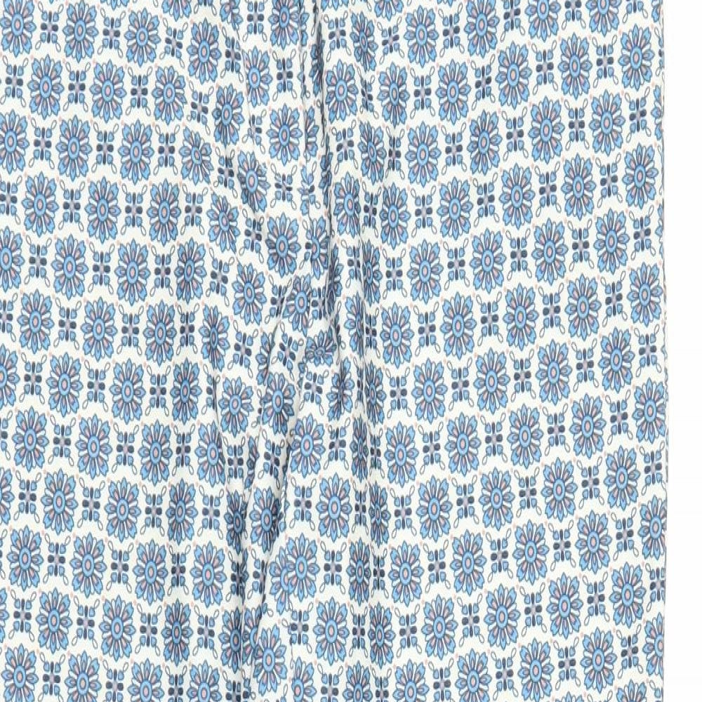 New Look Womens Blue Floral Denim Capri Trousers Size 10 L26 in