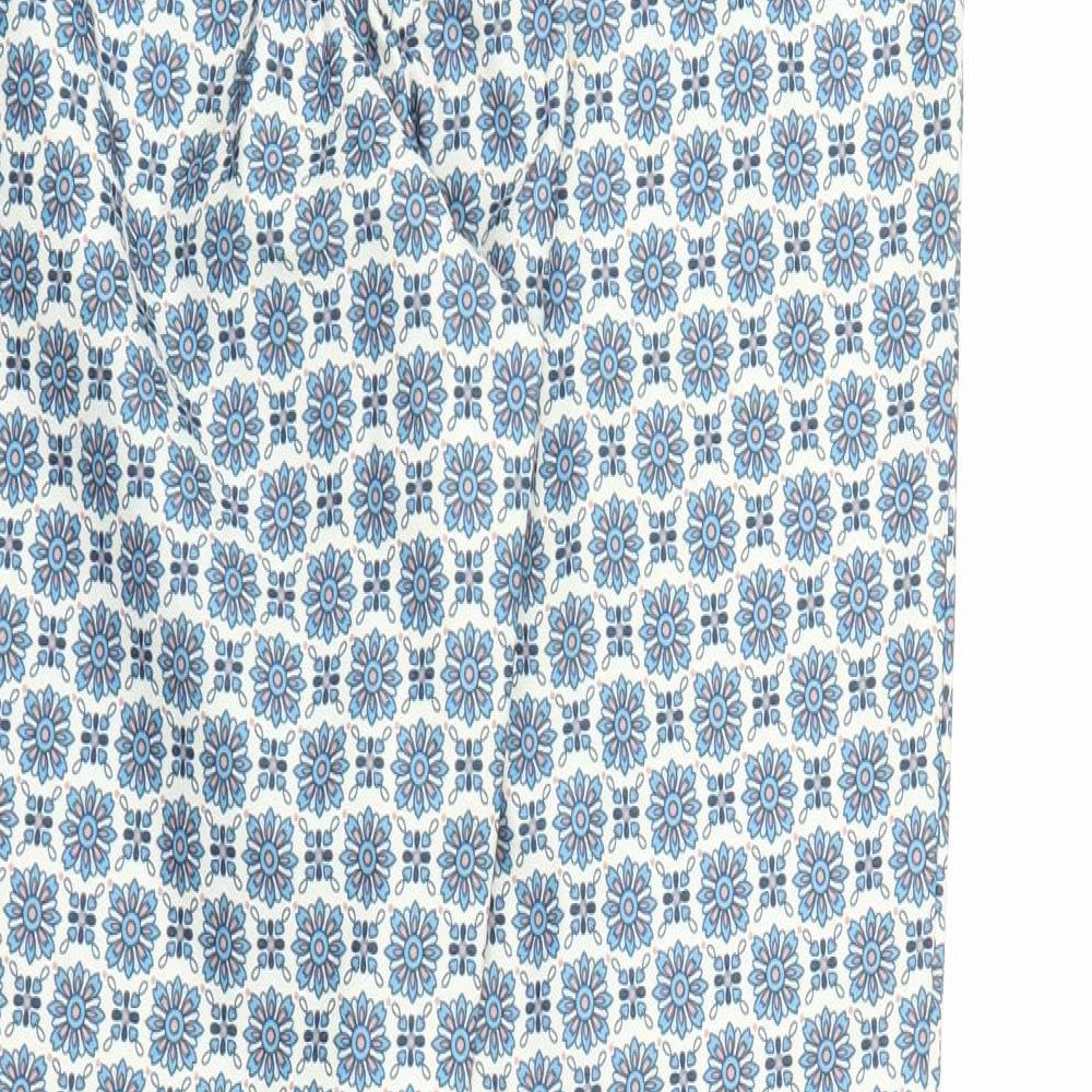New Look Womens Blue Floral Denim Capri Trousers Size 10 L26 in