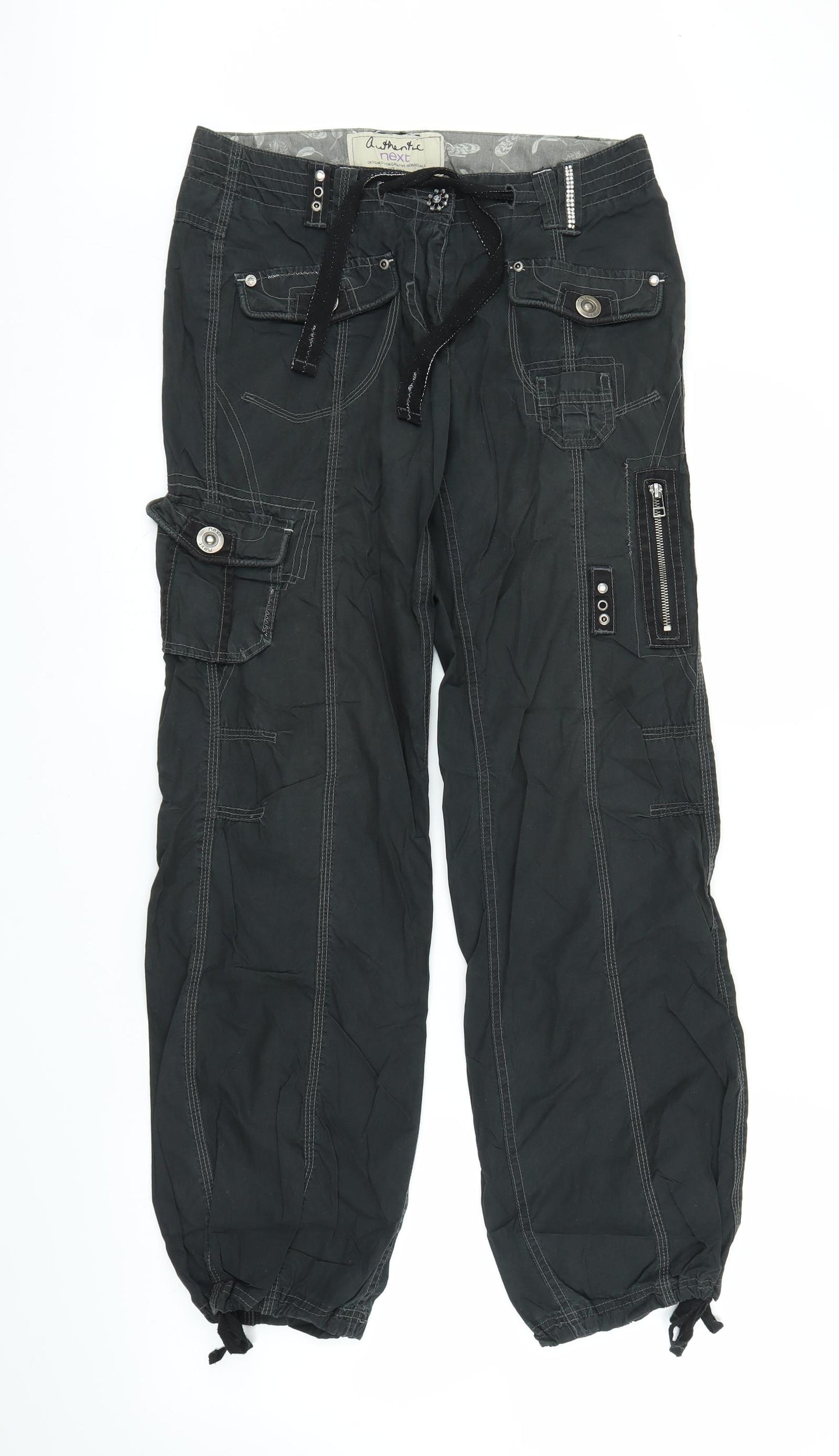 NEXT Womens Black   Cargo Trousers Size 10 L29 in