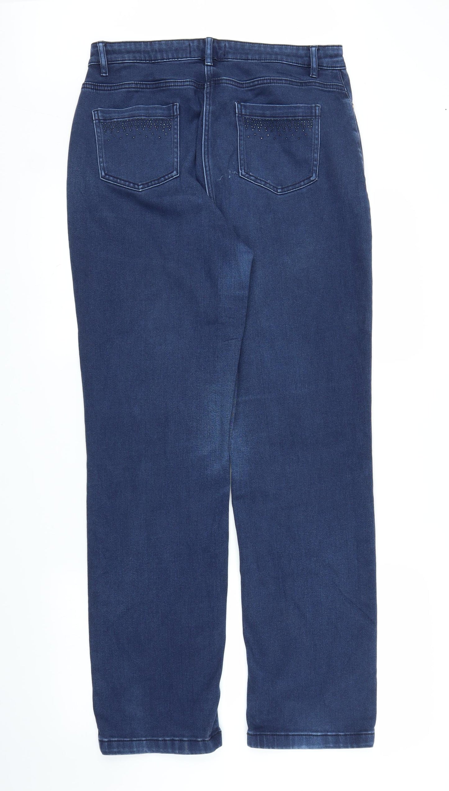 M&S Womens Blue  Denim Straight Jeans Size 14 L30 in