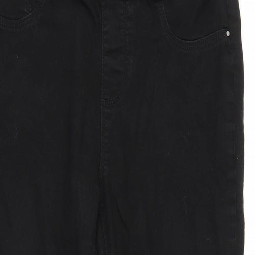 Eden Womens Black  Denim Pedal Pusher Trousers Size 10 L20 in
