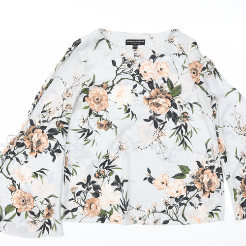 Dorothy Perkins Womens Grey Floral  Basic T-Shirt Size 10
