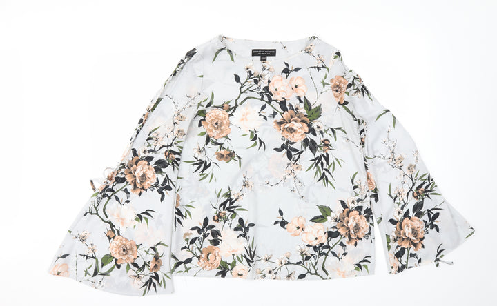 Dorothy Perkins Womens Grey Floral Basic T-Shirt Size 10