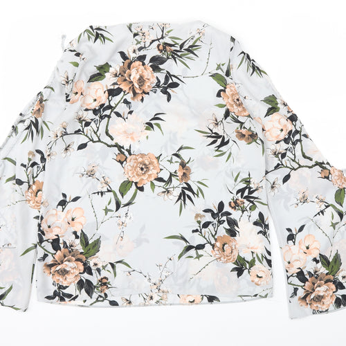 Dorothy Perkins Womens Grey Floral  Basic T-Shirt Size 10