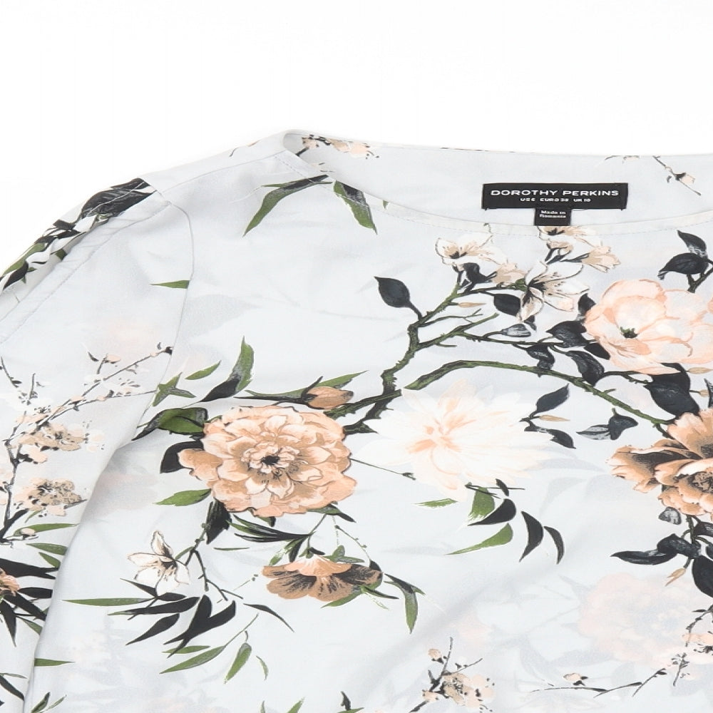 Dorothy Perkins Womens Grey Floral  Basic T-Shirt Size 10