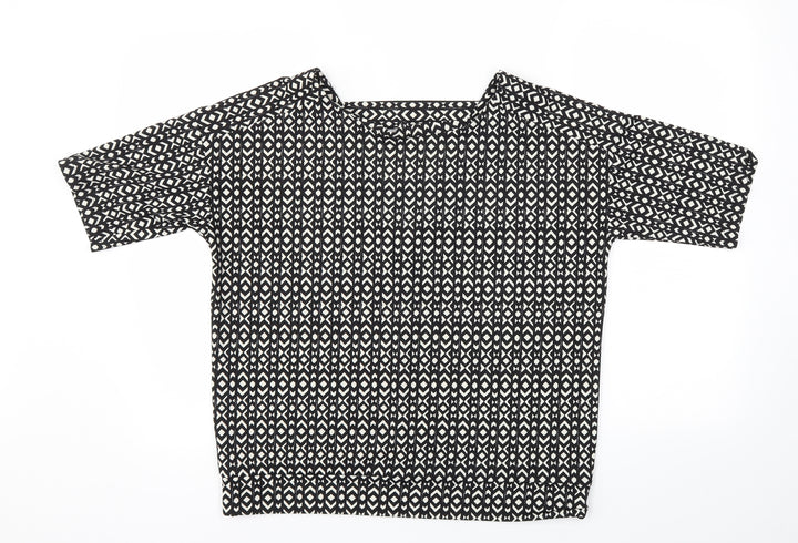 Next Womens Black Argyle/Diamond Basic T-Shirt Size 10