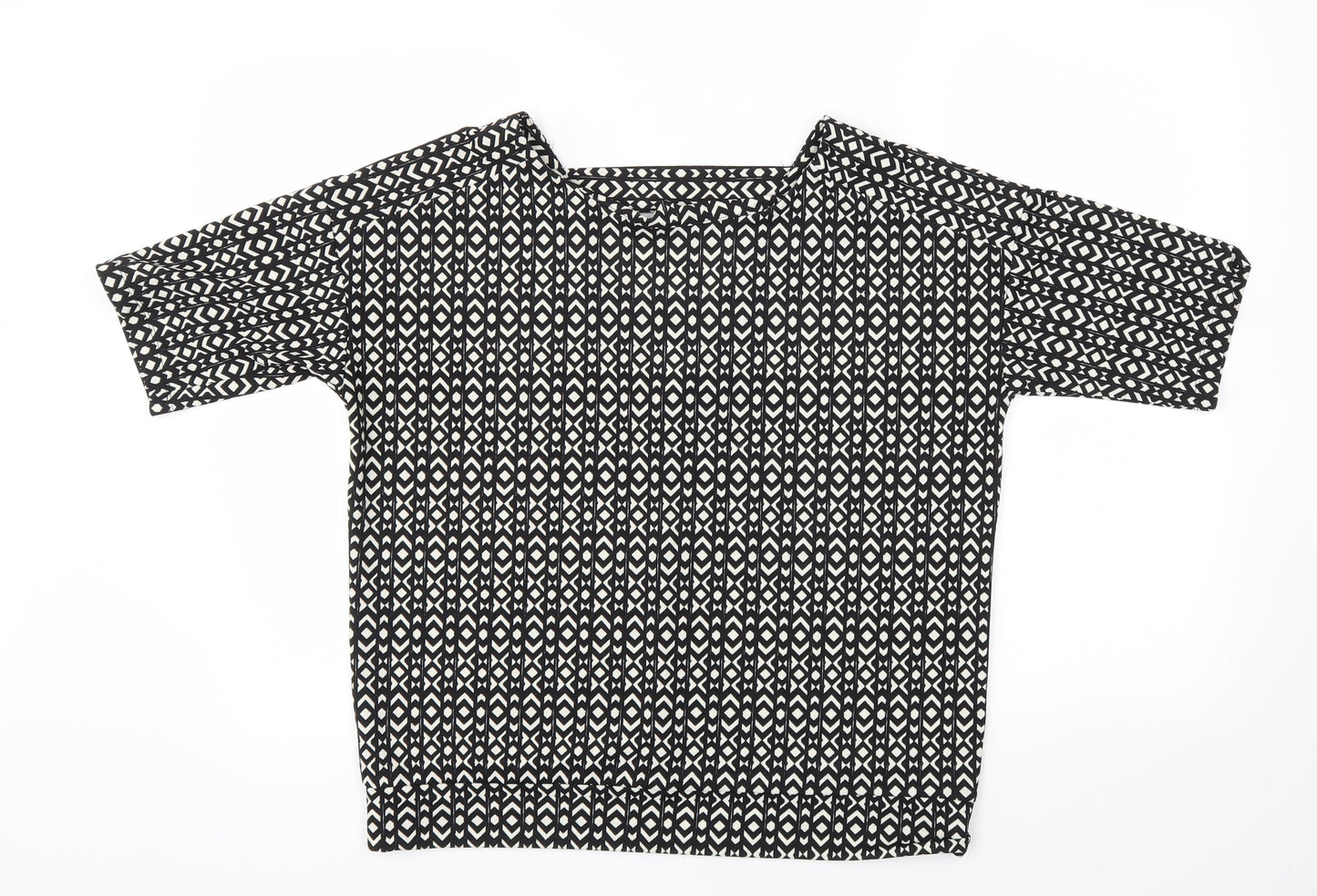 Next  Womens Black Argyle/Diamond  Basic T-Shirt Size 10