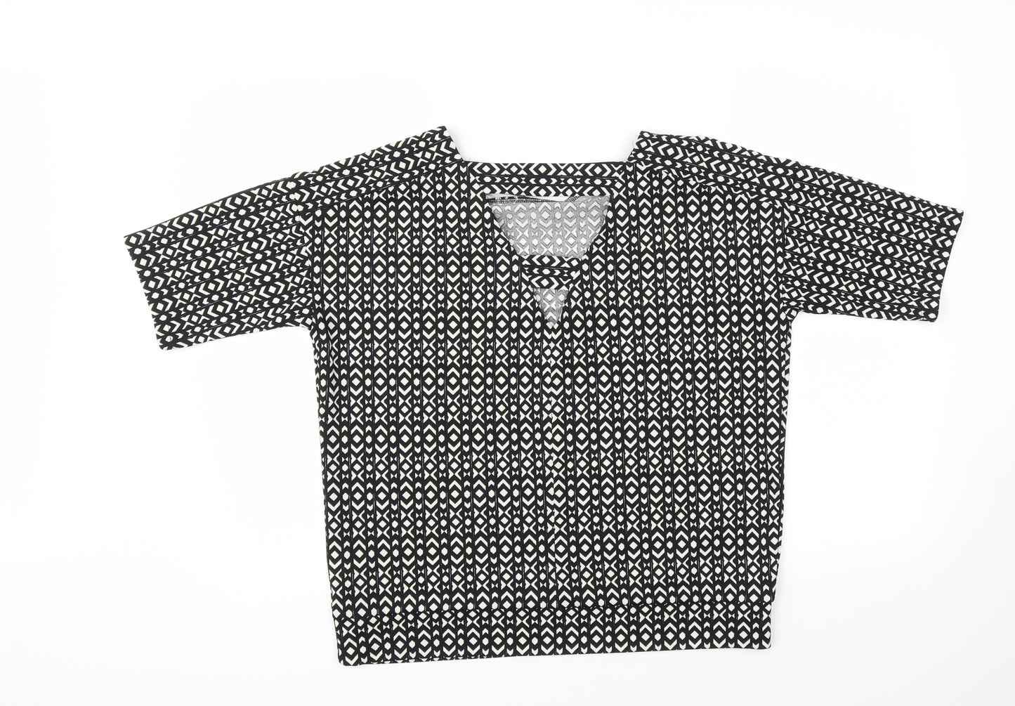 Next  Womens Black Argyle/Diamond  Basic T-Shirt Size 10