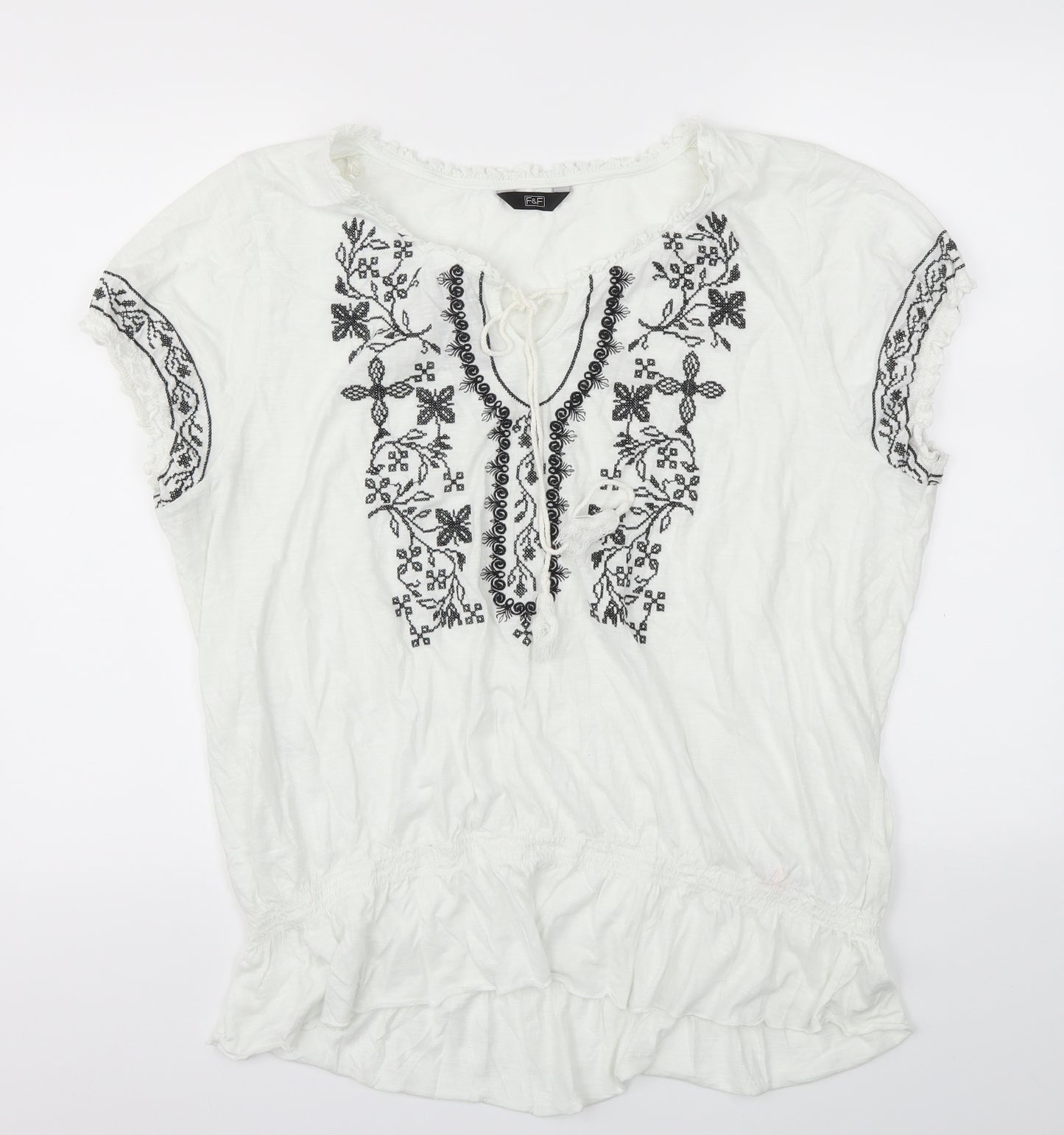F&F Womens White Floral  Basic T-Shirt Size 20