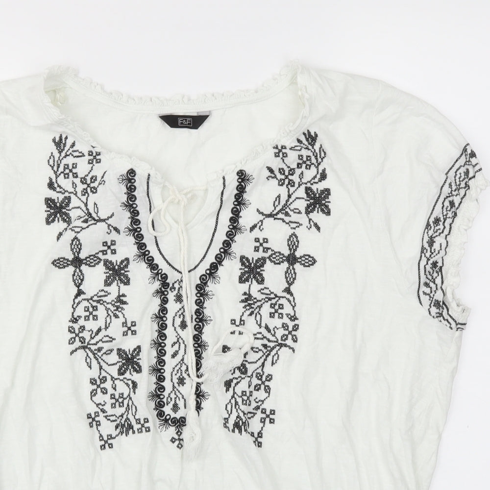 F&F Womens White Floral  Basic T-Shirt Size 20