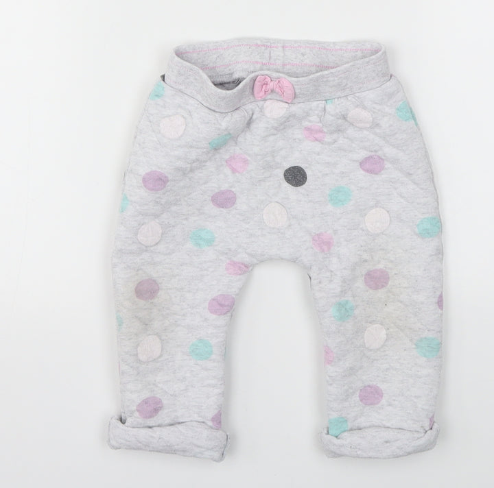 Nutmeg Girls Grey Polka Dot Sweatpants Trousers Size 12-18 Months
