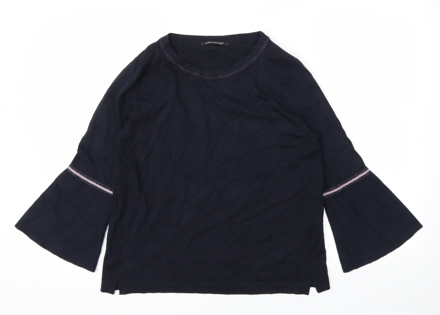 LUISA CERANO Womens Blue   Basic T-Shirt Size 12