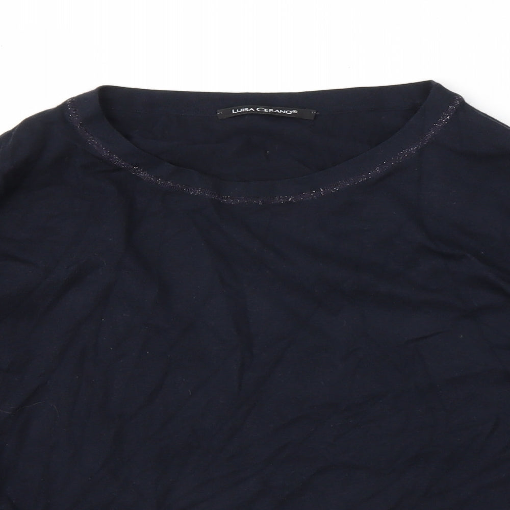 LUISA CERANO Womens Blue   Basic T-Shirt Size 12