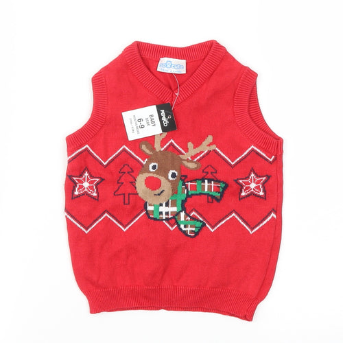 pep &co  Baby Red Animal Print  Pullover Jumper Size 6-9 Months