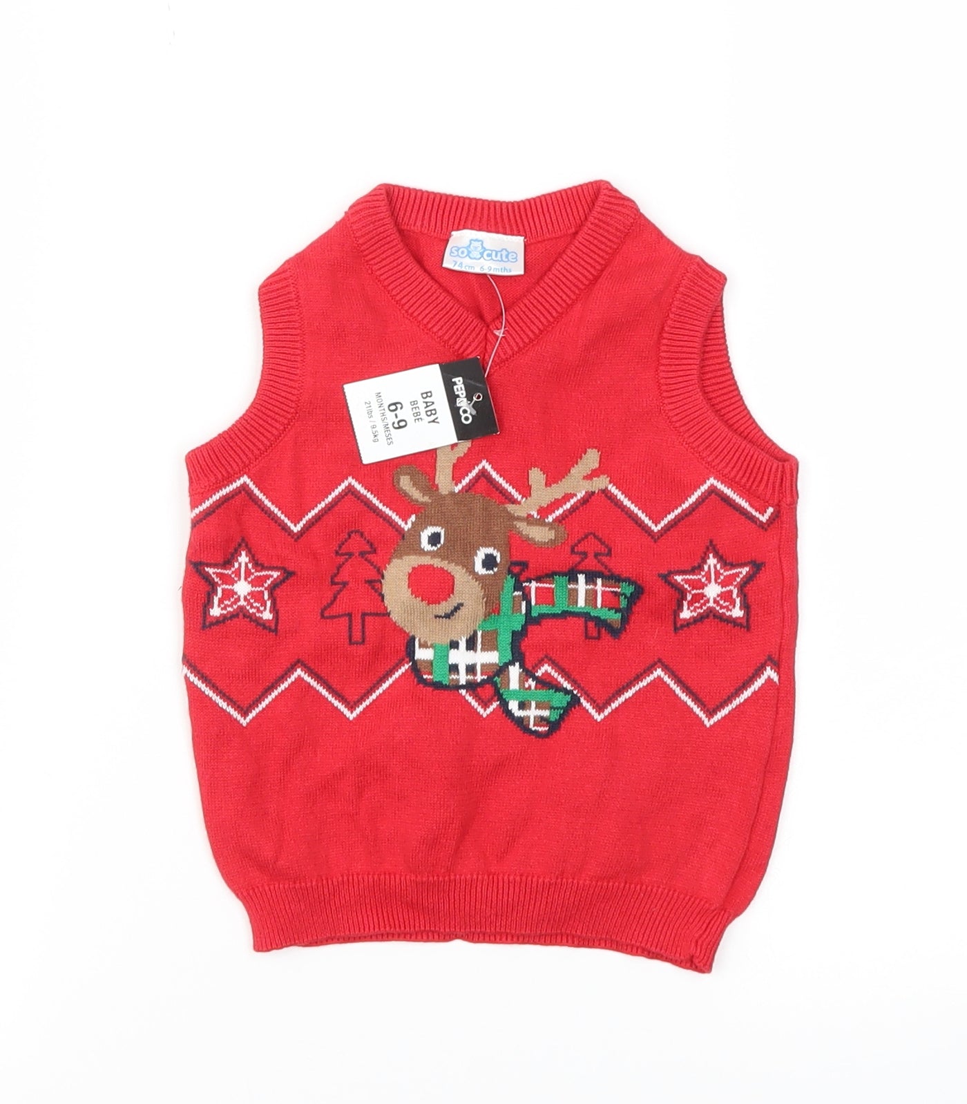 pep &co  Baby Red Animal Print  Pullover Jumper Size 6-9 Months